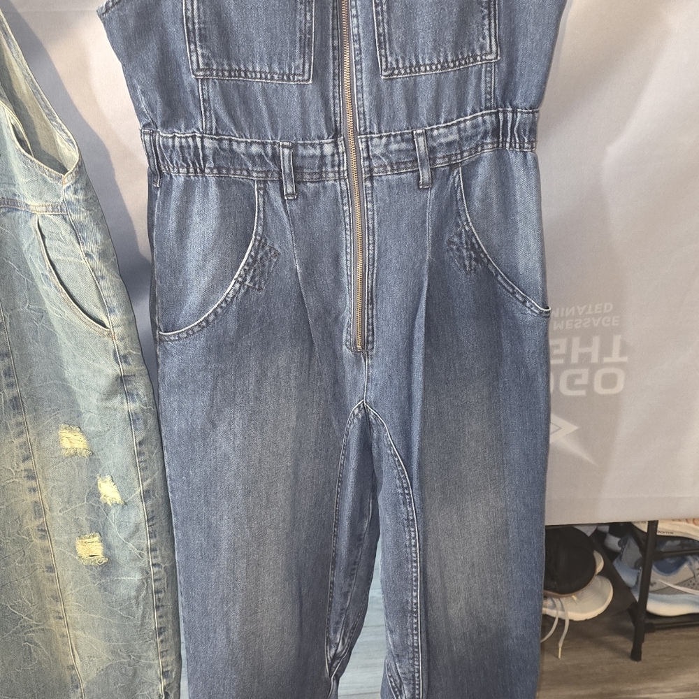 Free People/We The Free Denim Zip Up Jumpsuit